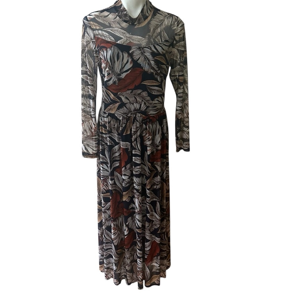 Kate and Lily Brown and Gray Long Sleeve Sundress
